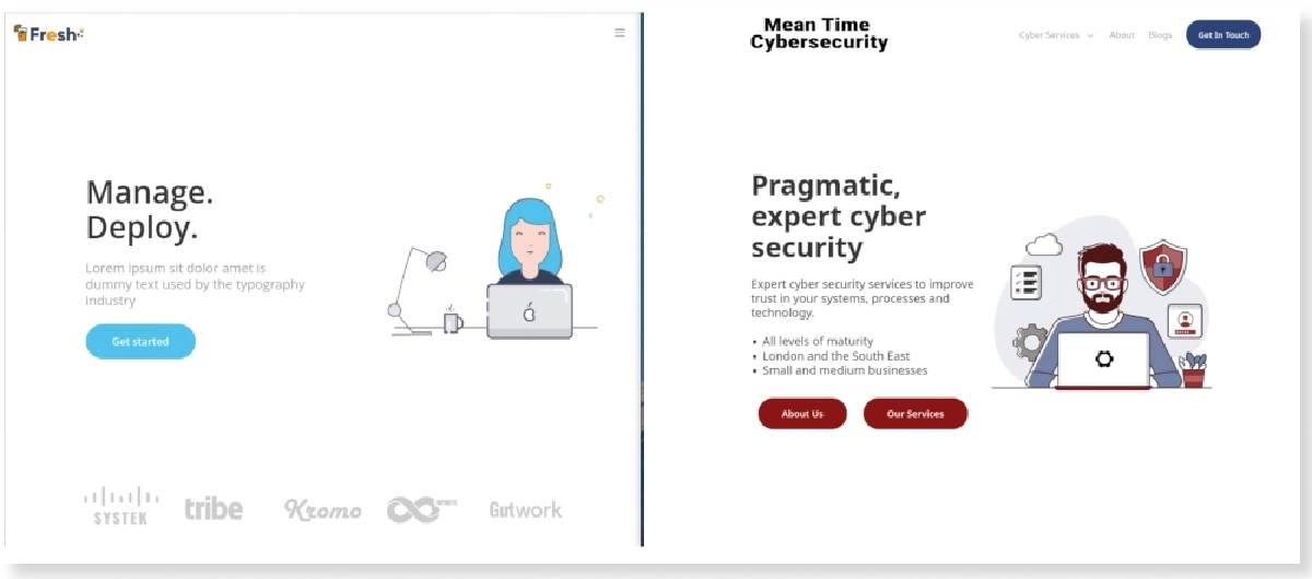 two websites side by side