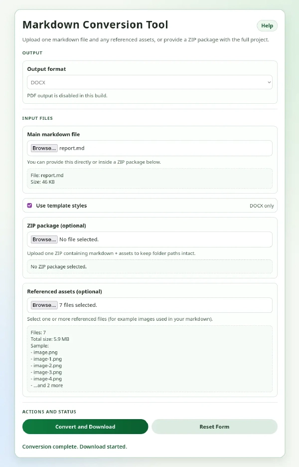 Screenshot of the app